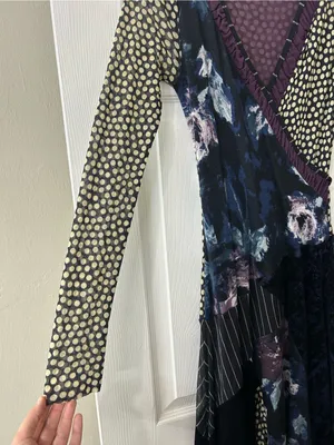 Fuzzi Multi Pattern Wrap Maxi Dress Sz L Purple Size L thumbnail 5