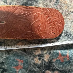 Antoniazzi Firenze Floral Embossed Leather Round Buckle Belt Brown Womens Size M thumbnail 9