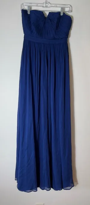 J. Crew Nadia Long Dress Silk‎ Chiffon Dark Cove Blue Wedding Formal Size 6 thumbnail 1