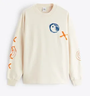 Beige Multi Yin Yang Oversized Sweatshirt 0722/415/710 $69.90 EUC 1X thumbnail 1