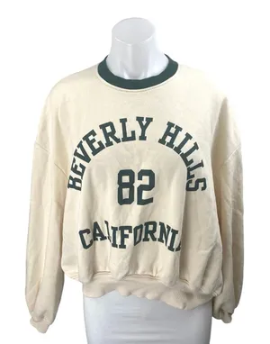 Zara Beverly Hills California Women's Cream Long Sleeve Sweatshirt Sweater Top M thumbnail 1