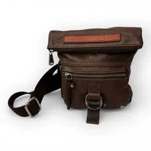 Vintage Y2K Fossil Genuine Leather Crossbody Bag – Distressed Brown Key Charm thumbnail 2