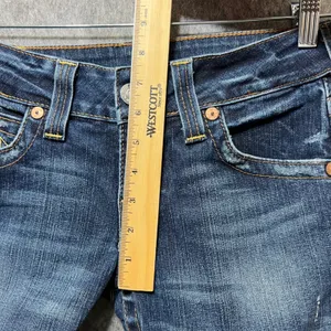 True Religion Bootcut Jeans Dark Wash Distressed Denim USA Made Size 29 Altered‎ thumbnail 6