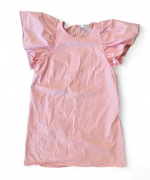 Madewell Poplin Flutter Sleeve Dress Light Pink Medium thumbnail 4