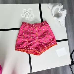 ✨ ZARA Fuchsia Pink Mirror Embroidered Shorts - Boho Festival High-Waisted Size S thumbnail 14