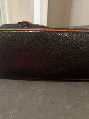 Dooney & Bourke Black Pebbled Charleston Leather Tote with Brown Trim thumbnail 5