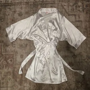 BRIDE Satin Kimono Robe With Rhinestone Lettering S/M Girl Extraordinaire White thumbnail 2
