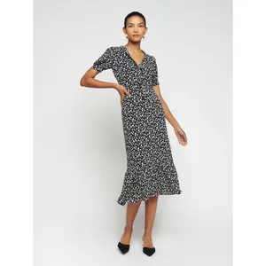 Reformation Reeds Ruffle Floral Georgette Midi Dress Size 0 Black Minimalist thumbnail 13