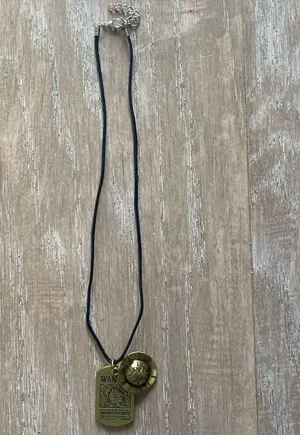 One Piece anime Monkey D Luffy pirates straw hat dog tag leather necklace NEW thumbnail 3