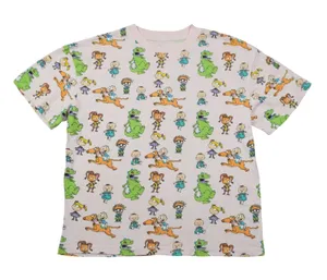 Nickelodeon Rugrats All Over Print T-Shirt Pink‎ Reptar Tommy Chuckie Y2K 90s thumbnail 1
