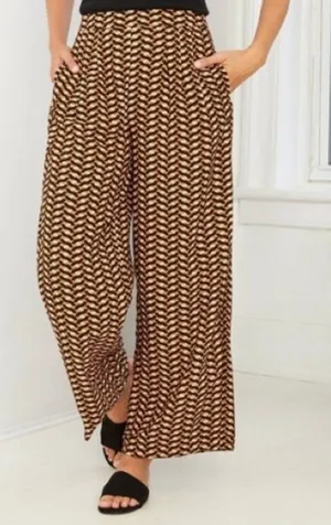 Who What Wear Geometric Print Pleated High Rise Wide Leg Pants Orange Black 6 thumbnail 1
