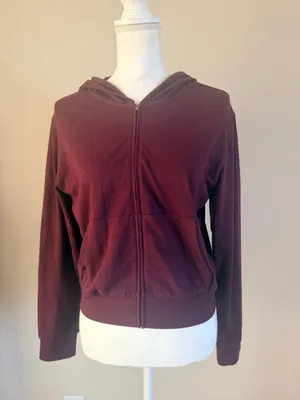 NWT Skims Cotton Jersey zip up hoodie in color currant women size large Sold Out thumbnail 5
