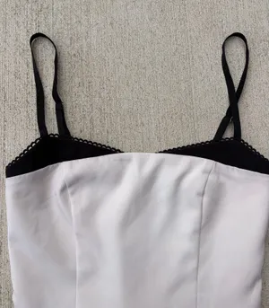 White Fox Corset Tank Top XS Black White Contrast Coquette Balletcore Y2K thumbnail 2