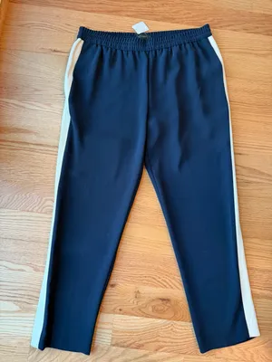 J.Crew Navy Cream Side Stripe Track Pants Size 10 thumbnail 3
