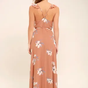 NWT. Lulus All Mine Rusty Rose Floral Print High-Low Wrap Dress thumbnail 2