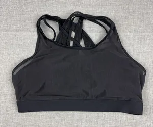 Fabletics Sports Bra Womens Medium Black Strappy Crossback Pullover Stretch thumbnail 1