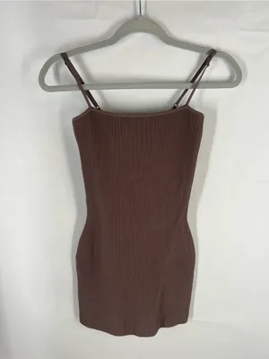 Babaton Ribbed Cami Mini Dress in Brown thumbnail 2