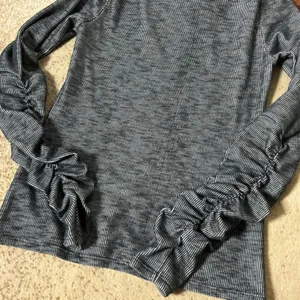 Free People Ruched Sleeve Striped Top Women Small Grey Space Dye Ribbed Knit Tee thumbnail 7