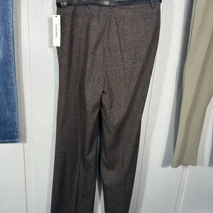 Calvin Klein Women's Brown Herringbone Belted Pants Size 12 N… thumbnail 8