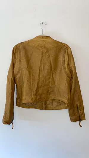 Members Only Camel Colored Leather Jacket thumbnail 2