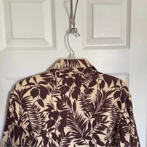 New MNG Mango Women’s XS Oversized Tropical Print Linen Blend Blazer Jacket thumbnail 7