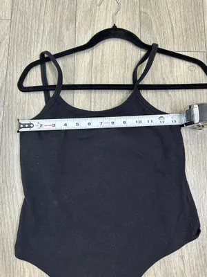 Black Bodysuit Medium Fitted Minimalist Staple Top thumbnail 4
