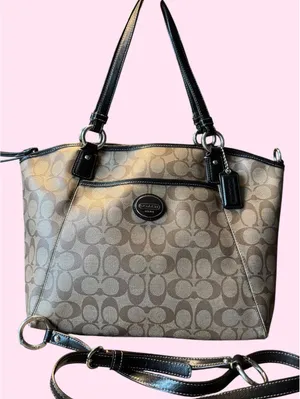 Coach Signature Canvas Tote Bag with Leather Trim thumbnail 1
