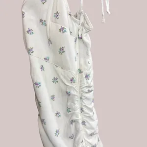 Hollister XS White‎ Ditsy Floral Ruched Mini Dress Tie Strap Summer thumbnail 6