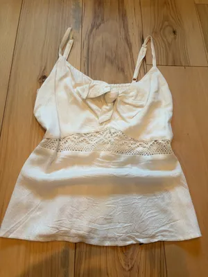 Idyllwind Miranda Lambert White Lace Inset Tie Front Cami Top XS thumbnail 1