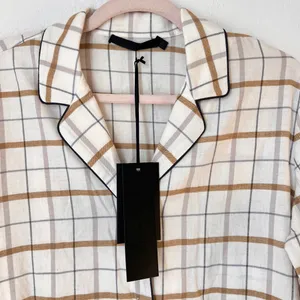 NWT‎ Jenni Kayne Flannel Pajama Top Ivory Plaid Small 100% Cotton Cozy Sleepwear thumbnail 5