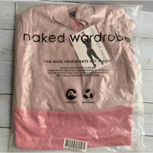 NWT Naked Wardrobe On the Glow‎ Long Sleeve Turtleneck Crop Top in Pink thumbnail 3
