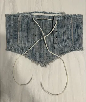 Edikted Top Corset Denim and White thumbnail 2