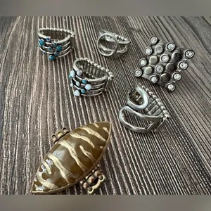 Vintage Adjustable Bulk Costume Statement Ring Lot 6 Silver thumbnail 3