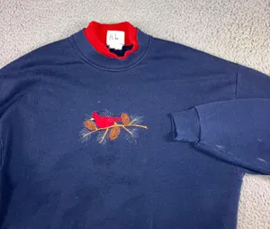 Vintage Cardinal‎ Sweatshirt Women XL 90s Embroidered Mock Neck Grandma Grunge thumbnail 1