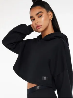 Salvage x Fenty 2X Black Essential Cropped Hoodie with Hood thumbnail 1