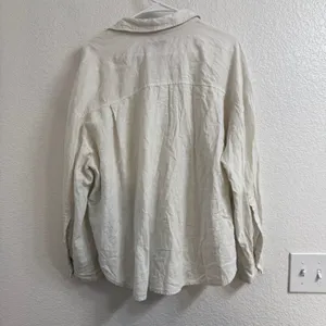 CARBON38 Linen Oversized Button Up Shirt Cream Size Large thumbnail 3