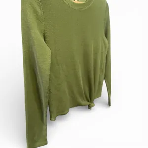 Madewell Womens Jacquard Elwood Knot Front Ribbed Top In Green thumbnail 6