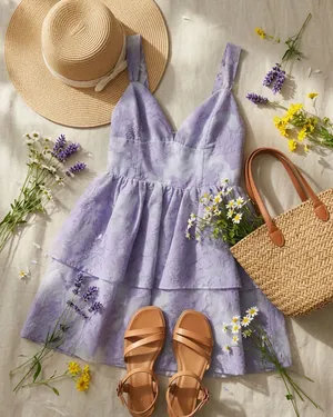 FLORAL ORGANZA TIERED ROMPER DRESS Medium thumbnail 1