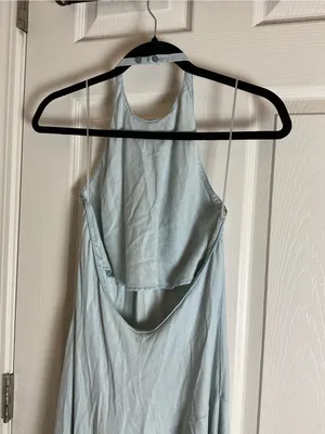 NWT Zara Light Blue Halter Open Back woman’s midi Dress Small thumbnail 6