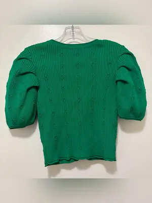 Endless Rose Puff Sleeve Green Cardigan Small thumbnail 5