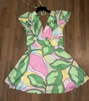 Gianni Bini NWT Pastel Abstract Print Open Back Mini Dress Size Medium thumbnail 1