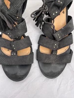 UGG Yasmin Snake Embossed Leather Wedge Sandals - Size 8.5 thumbnail 6