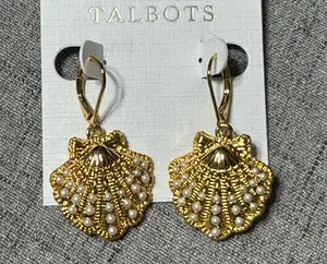 Talbots Gold & Pearl Shell Drop Earrings NWT thumbnail 5