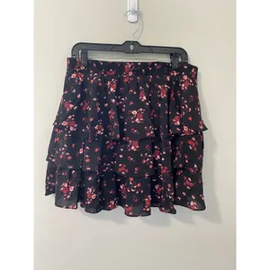 Scarlet Darkness Black Floral Mini Skirt Victorian Renaissance Goth Size Med thumbnail 3