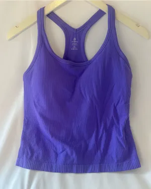 Attraco Women’s Purple Ribbed Racerback Scoop Neck Stretch Tank Top XL thumbnail 1