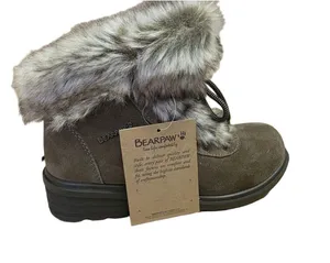 Bearpaw Serenity Winter Suede Faux Fur Boots Women's Size 7 NIB Brown thumbnail 1