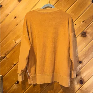Aerie fuzzy light Sherpa crewneck mustard yellow crewneck sweatshirt thumbnail 5