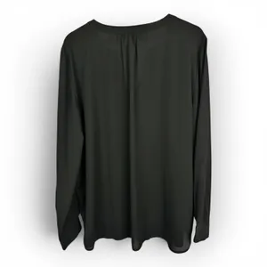 Loft Womens Black Long Sleeve Henley Popover Blouse XL Professional Minimalist thumbnail 2