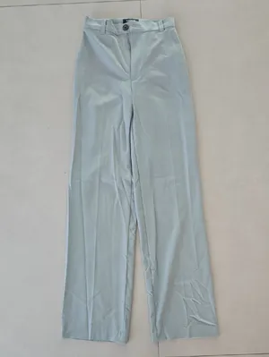 Pull&Bear Wide-Leg Trousers in Light Sage Size 0 thumbnail 2