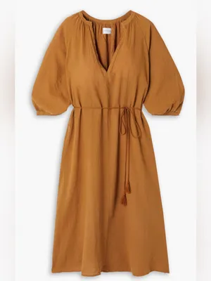 HONORINE Bianca Brown Cotton Gauze Midi Dress Small thumbnail 2